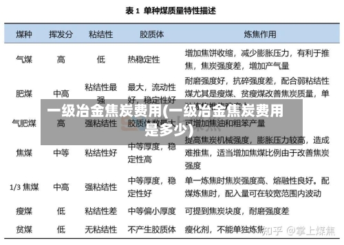 一级冶金焦炭费用(一级冶金焦炭费用是多少)-第2张图片