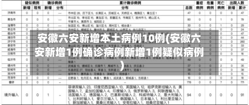安徽六安新增本土病例10例(安徽六安新增1例确诊病例新增1例疑似病例)