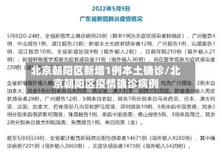 北京朝阳区新增1例本土确诊/北京朝阳区疫情确诊病例