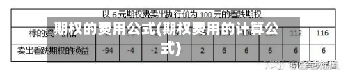 期权的费用公式(期权费用的计算公式)