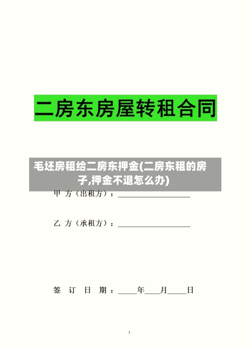 毛坯房租给二房东押金(二房东租的房子,押金不退怎么办)