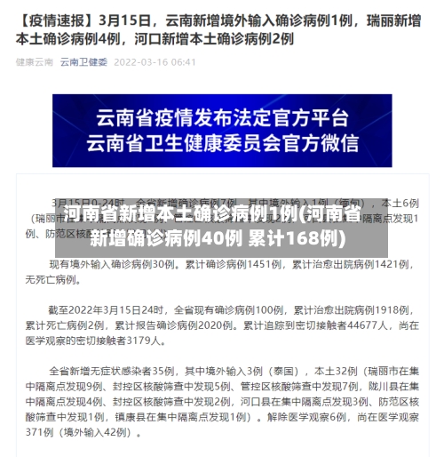 河南省新增本土确诊病例1例(河南省新增确诊病例40例 累计168例)