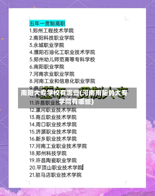 南阳大专学校有哪些(河南南阳的大专学院有哪些)-第2张图片