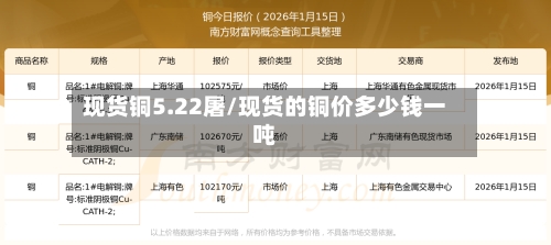 现货铜5.22屠/现货的铜价多少钱一吨